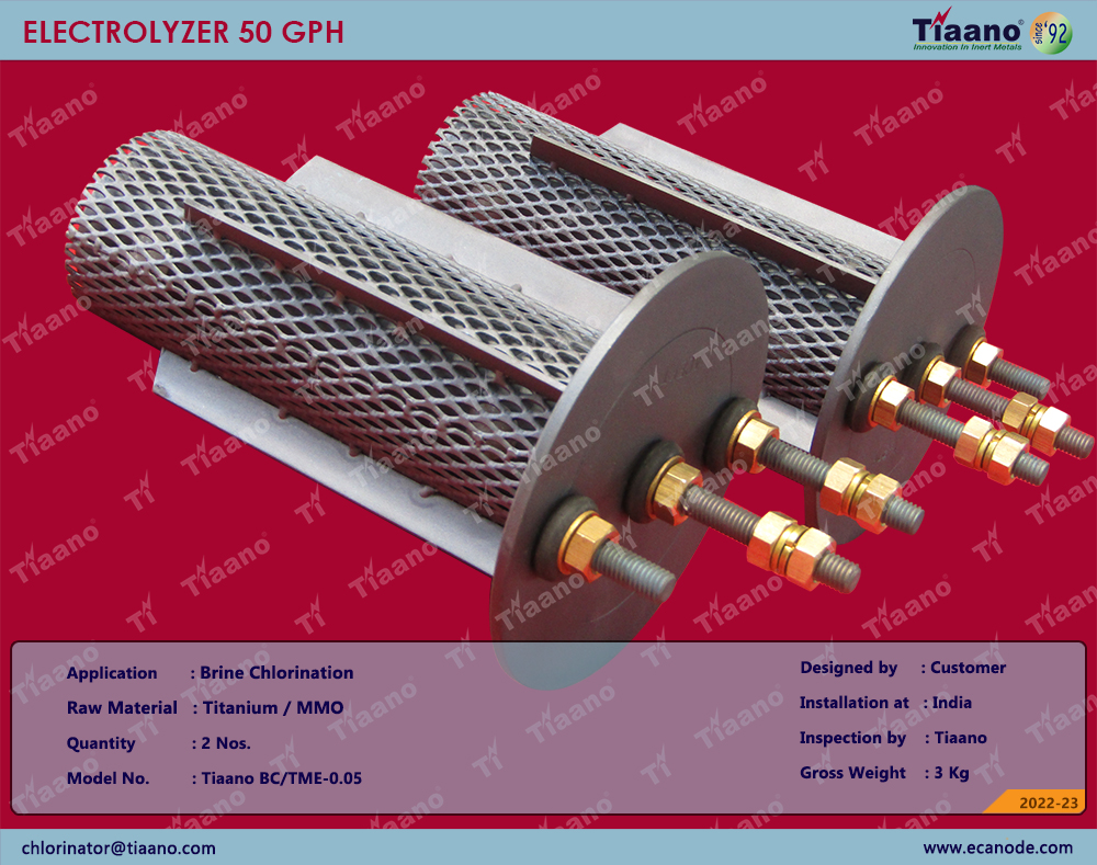 Titanium Electrolyzer 50 GPH - MMO Coated Electrode