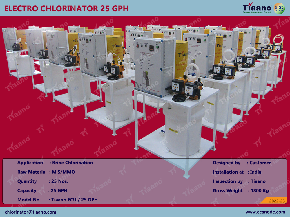 Manufacture and Supply of Electro Chlorinator 25 GPH 