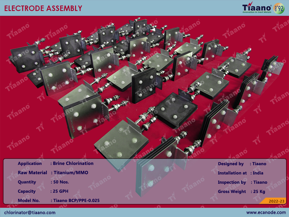 Tiaano Manufacturing and Supply of Electrode Assembly 25 GPH for Brine Chlorination