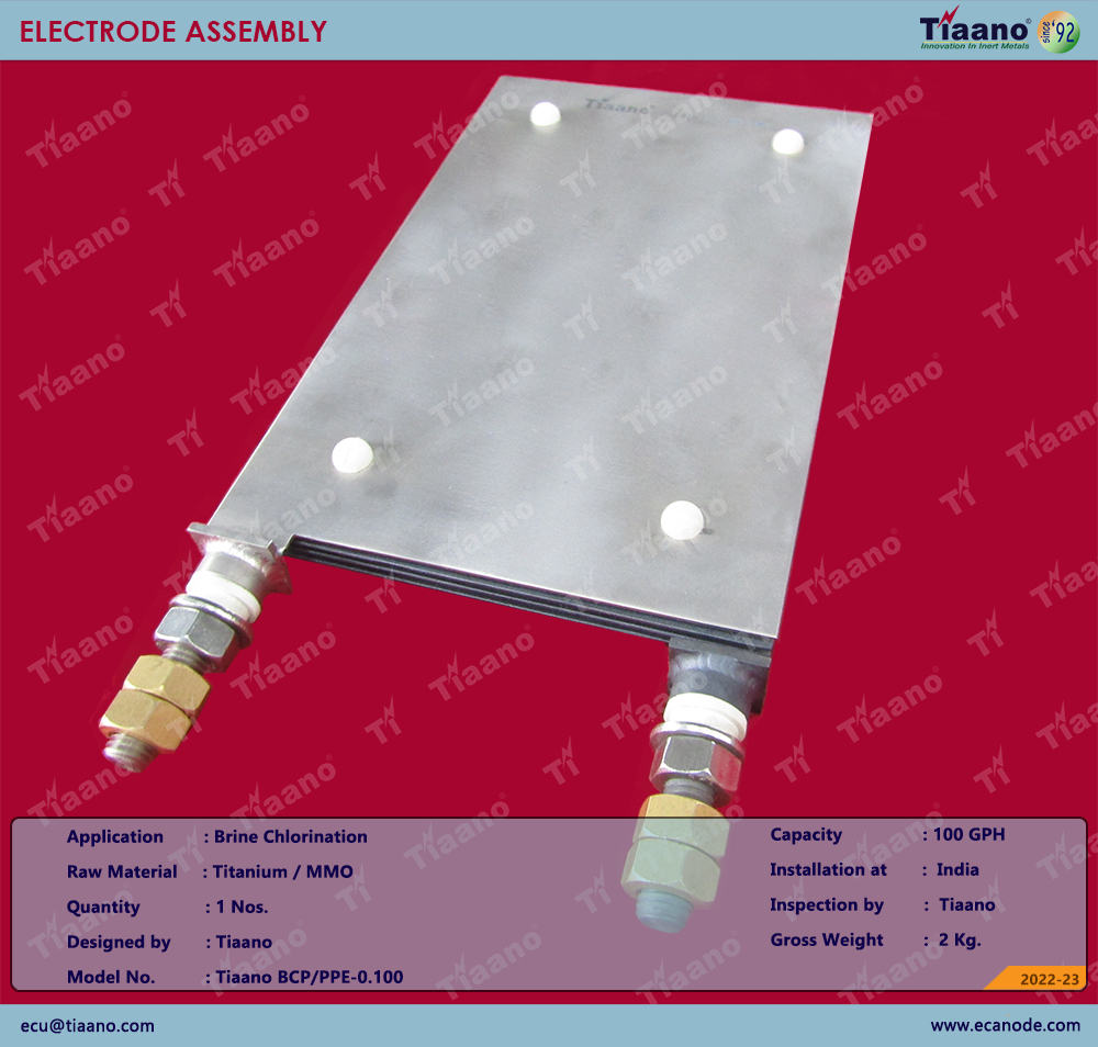 TIAANO MANUFACTURING AND SUPPLY OF ELECTRODE ASSEMBLY 100 GPH FOR BRINE CHLORINATION